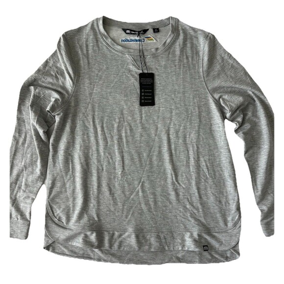 Travis Mathew Long Sleeve Weekend Crew Neck Pullover Shirt Light Gray Women's M - Picture 1 of 7